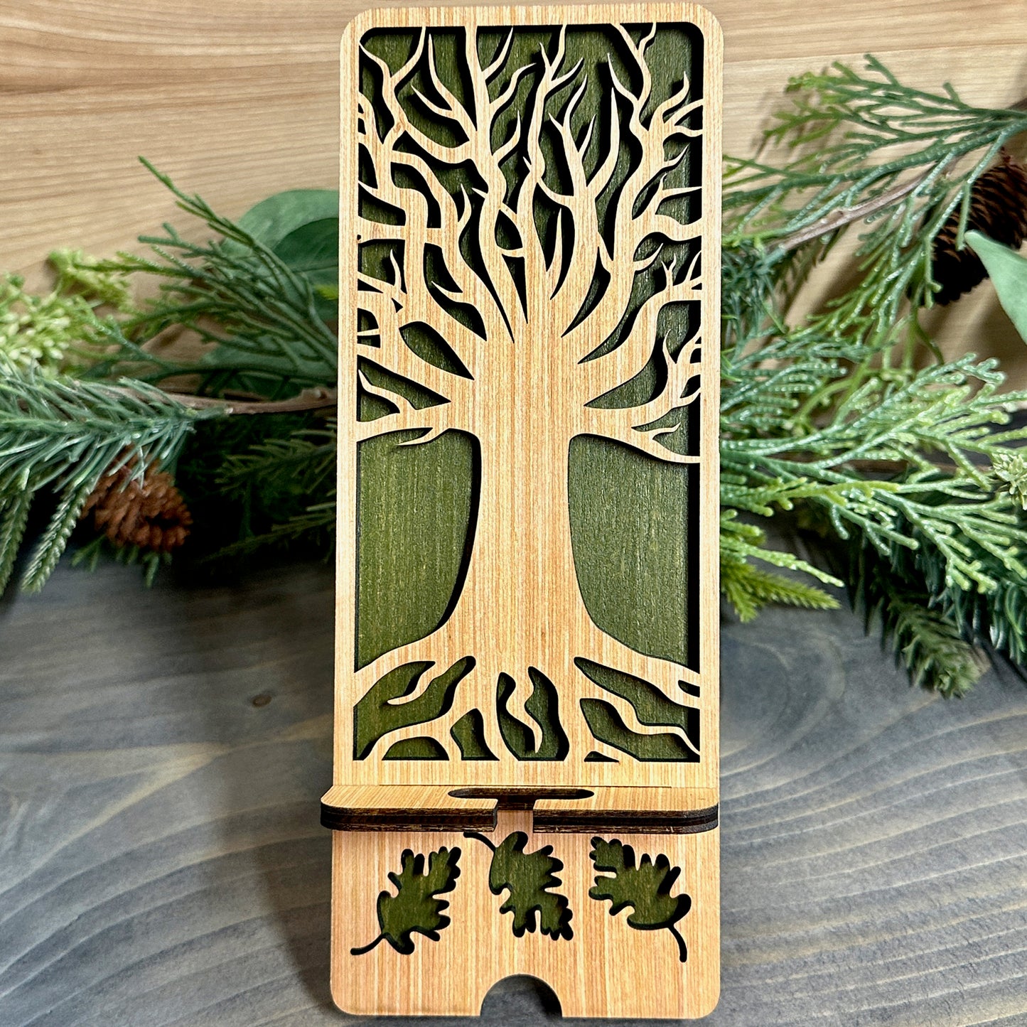 Wood Phone Stand and Decor - Celtic Tree