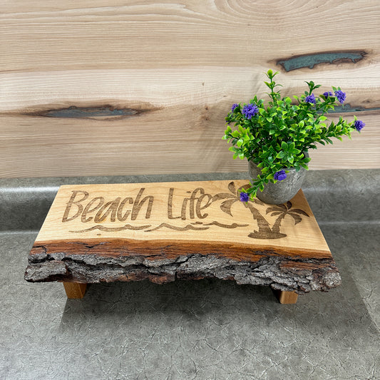 Cherry Raised Display Base with Beach Life Scene