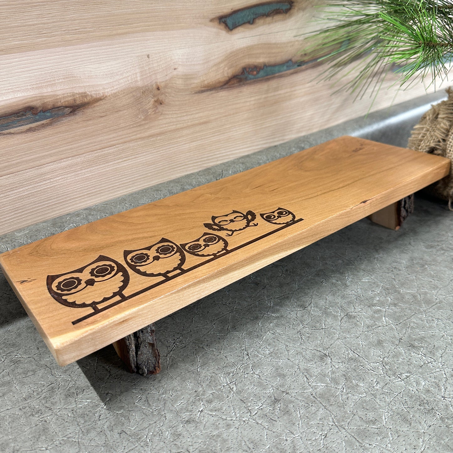 Cherry Raised Display Base with Owls