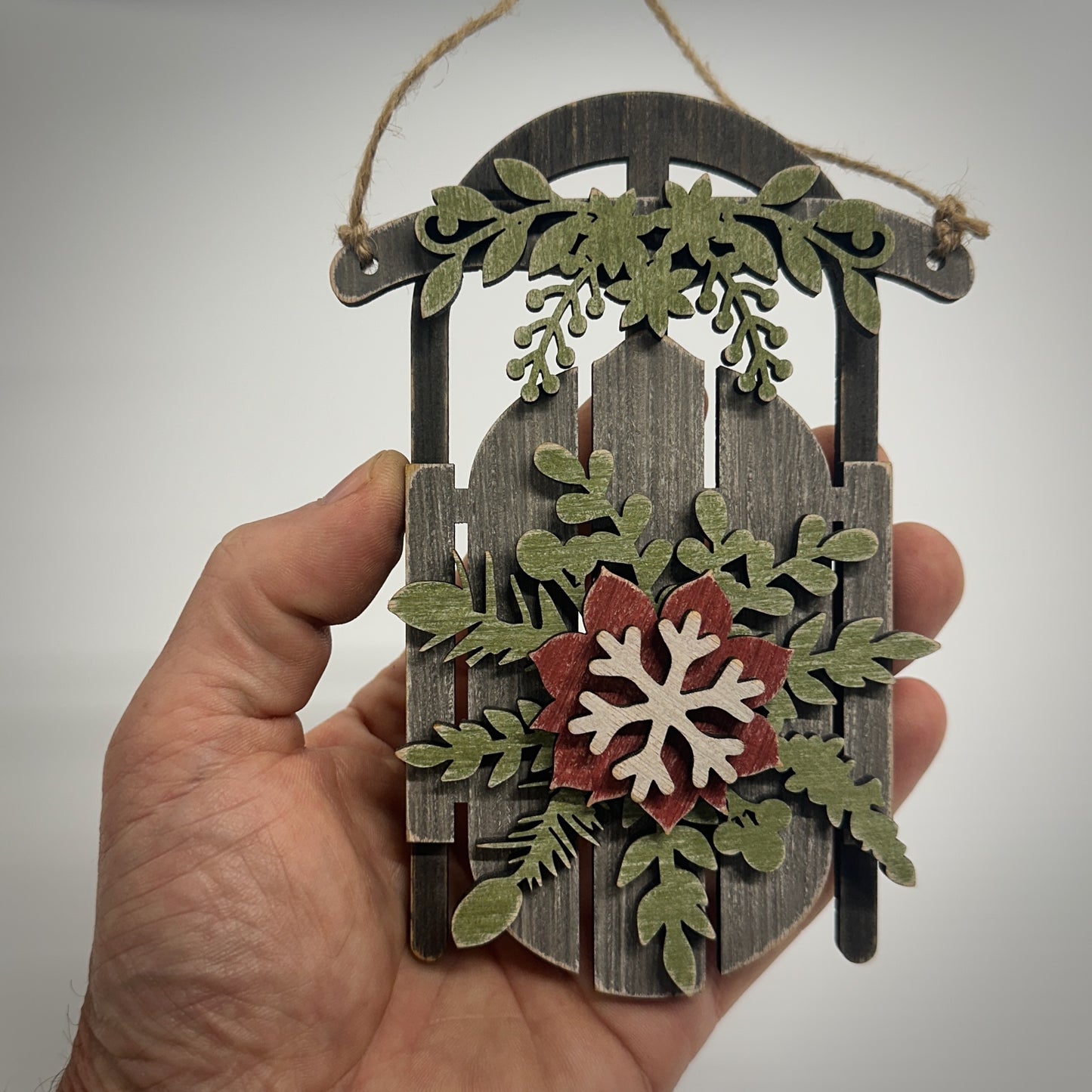Rustic Christmas Sled Ornament