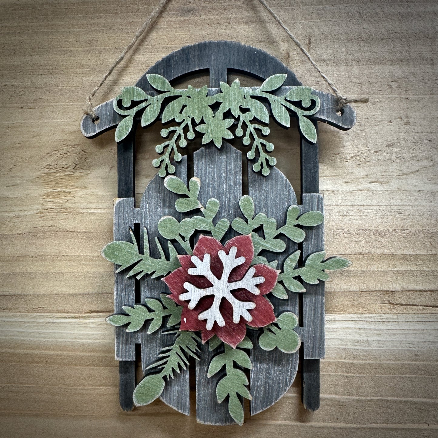 Rustic Christmas Sled Ornament