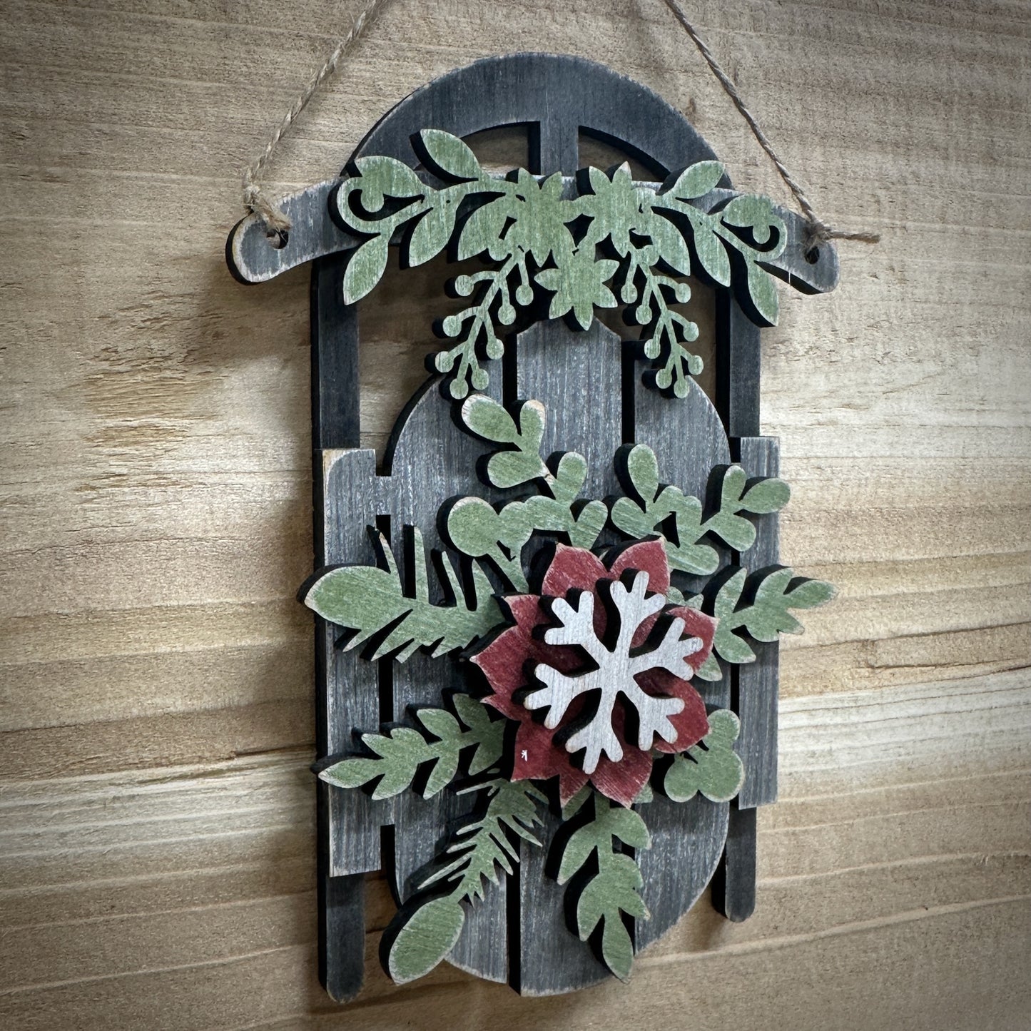 Rustic Christmas Sled Ornament