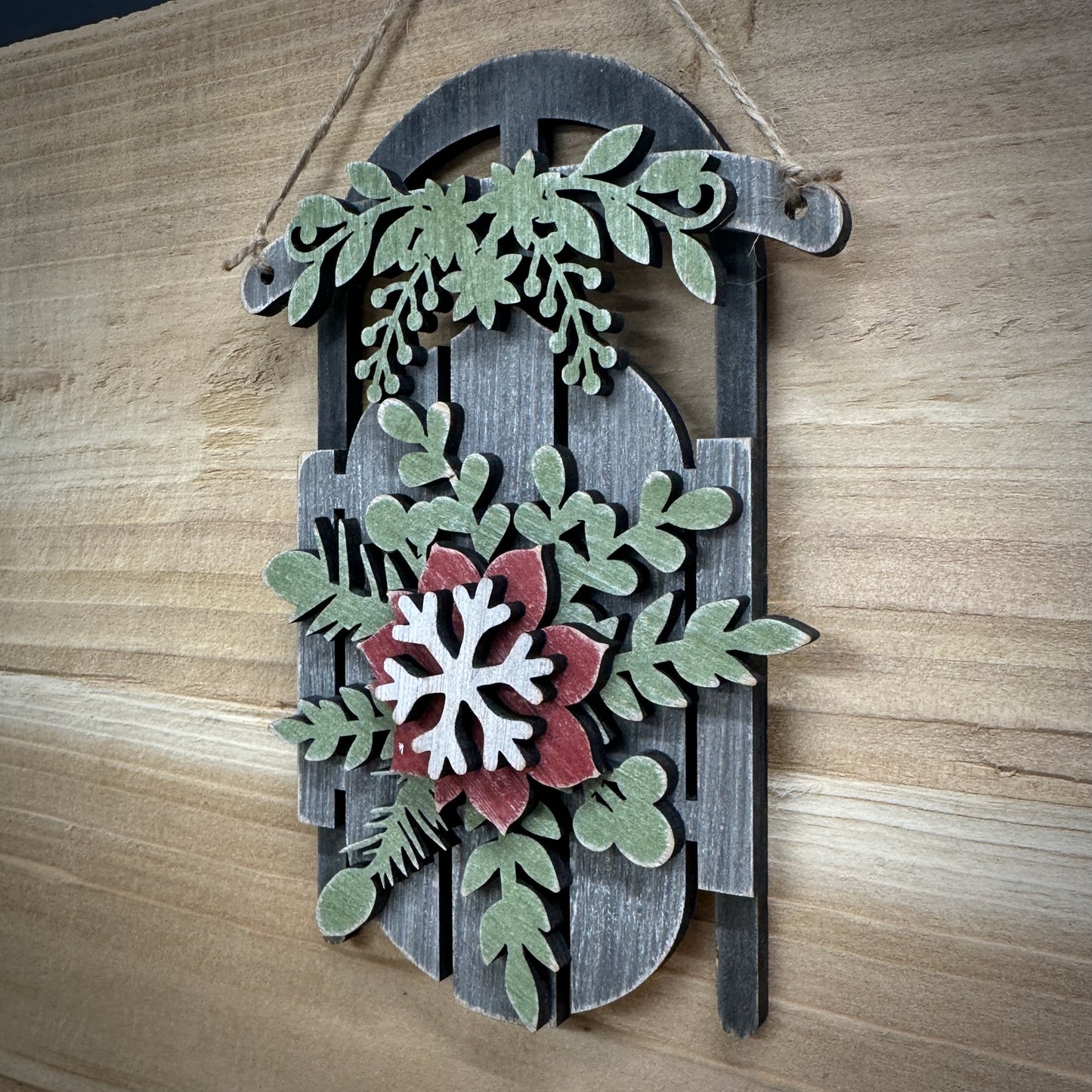 Rustic Christmas Sled Ornament