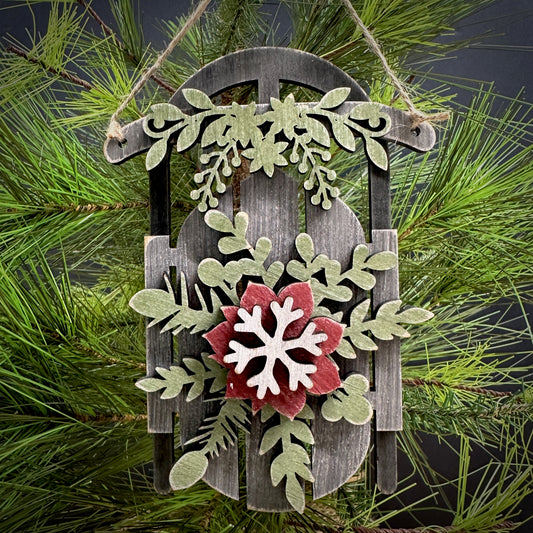 Rustic Christmas Sled Ornament