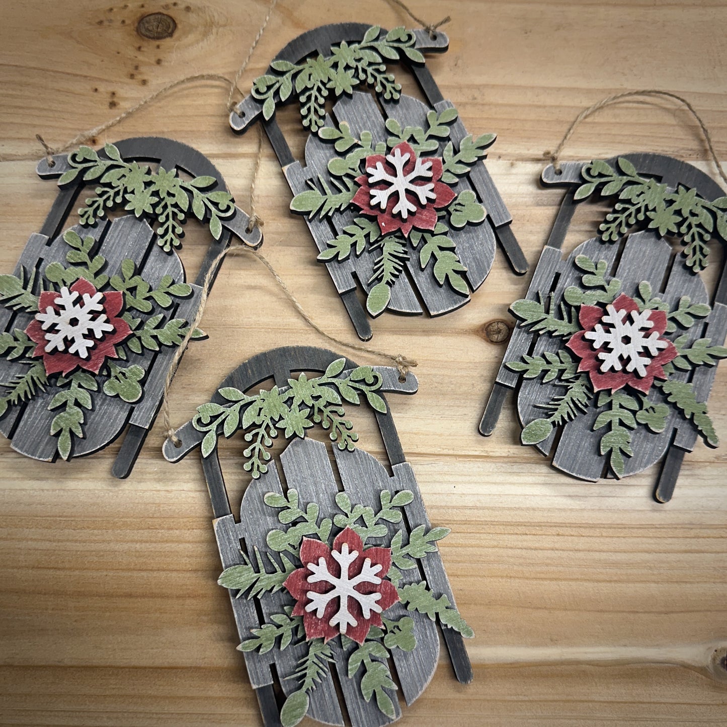Rustic Christmas Sled Ornament