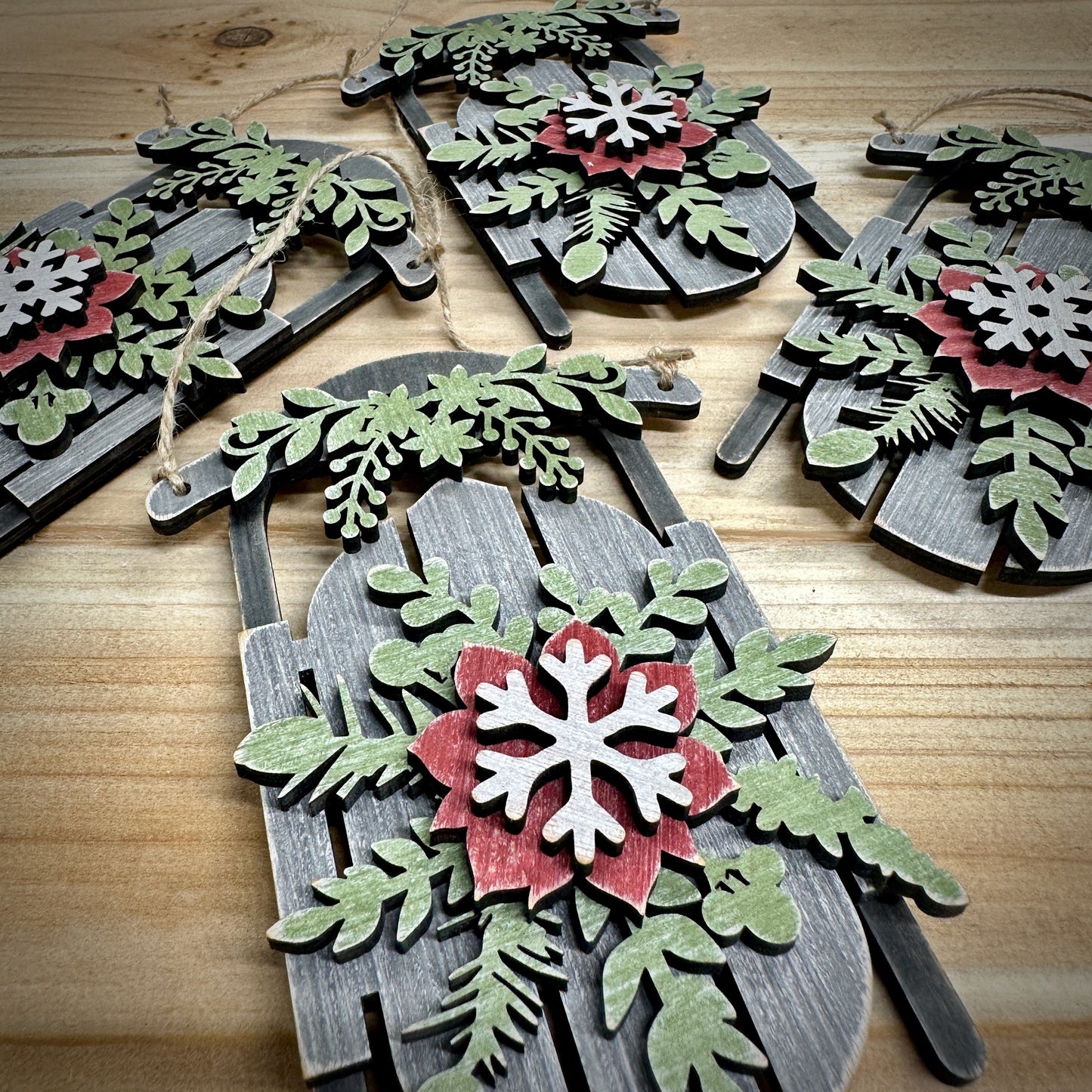 Rustic Christmas Sled Ornament