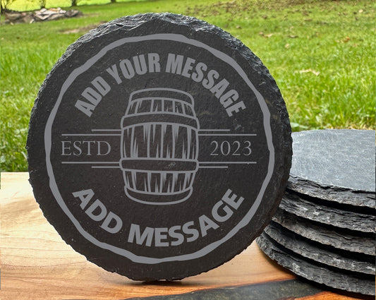 Personalized Whiskey Barrel Slate Coaster