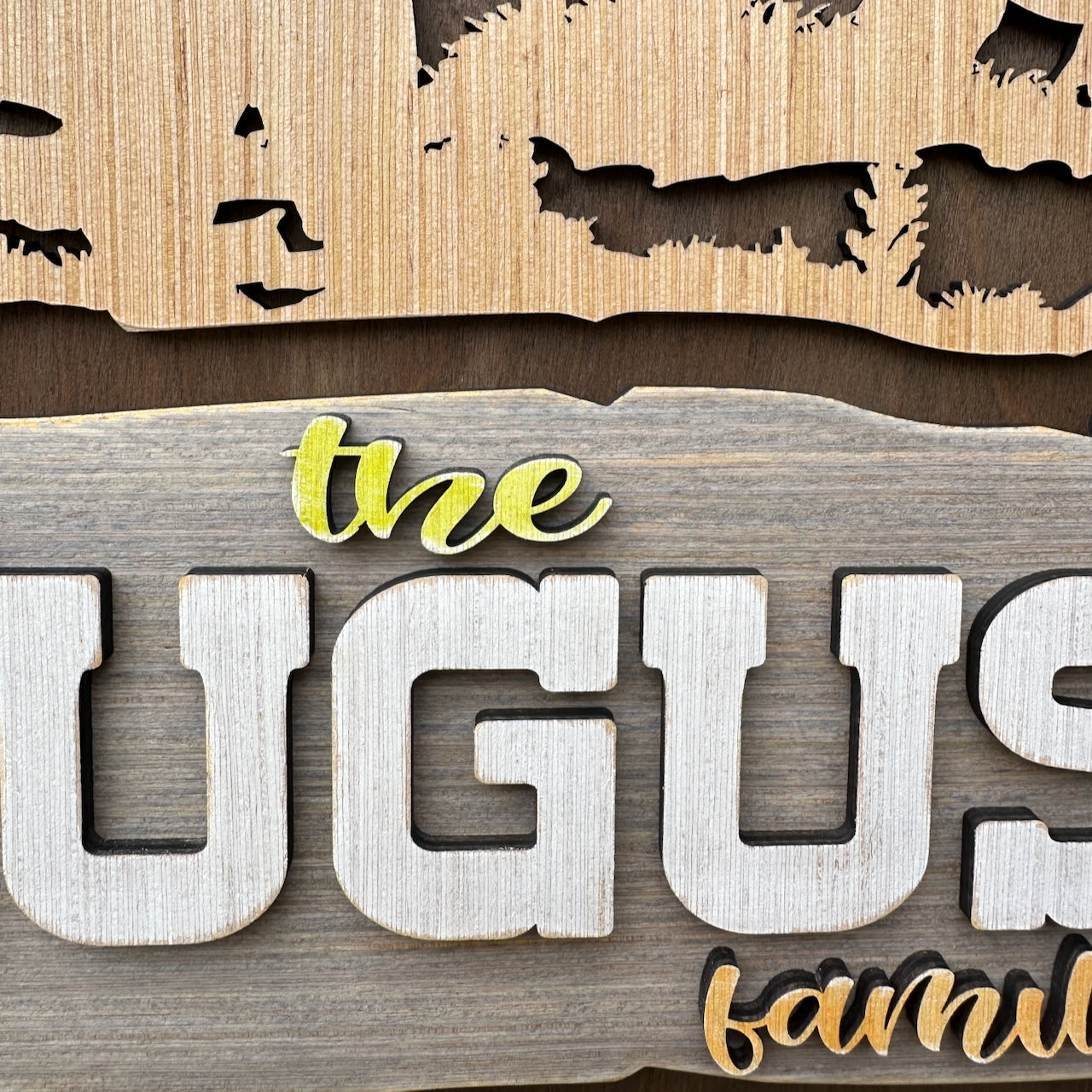 Personalized Rustic Bear Scene Wood Sign