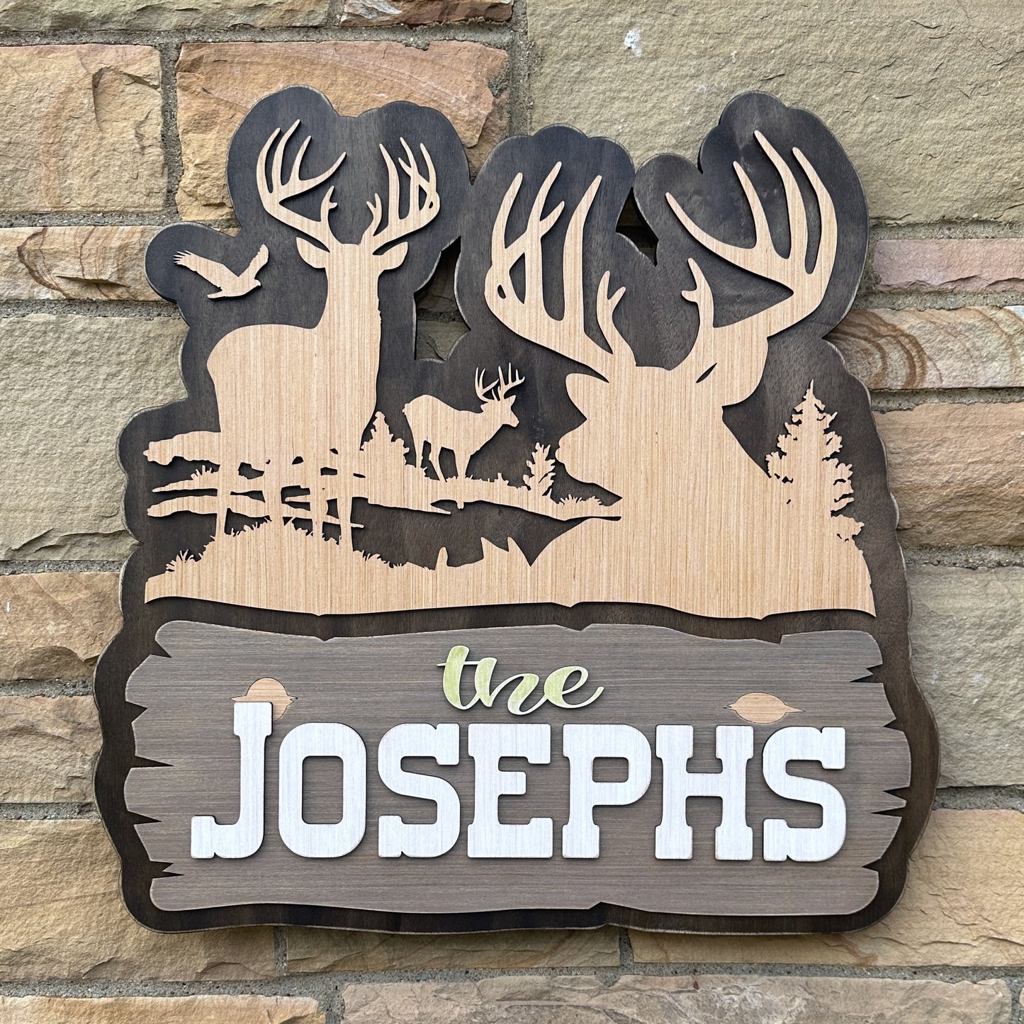 Personalized Rustic Whitetail Buck Wood Sign