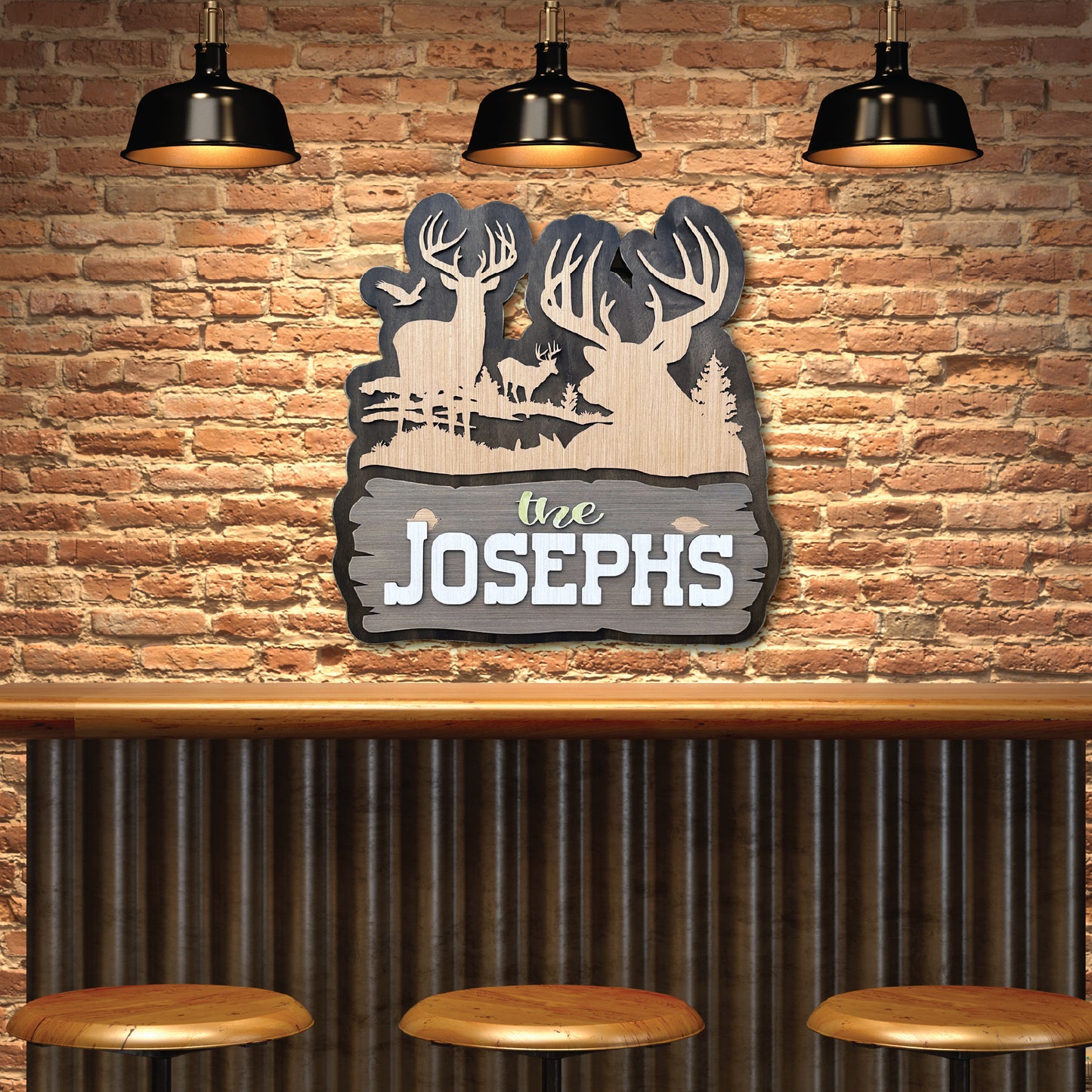 Personalized Rustic Whitetail Buck Wood Sign