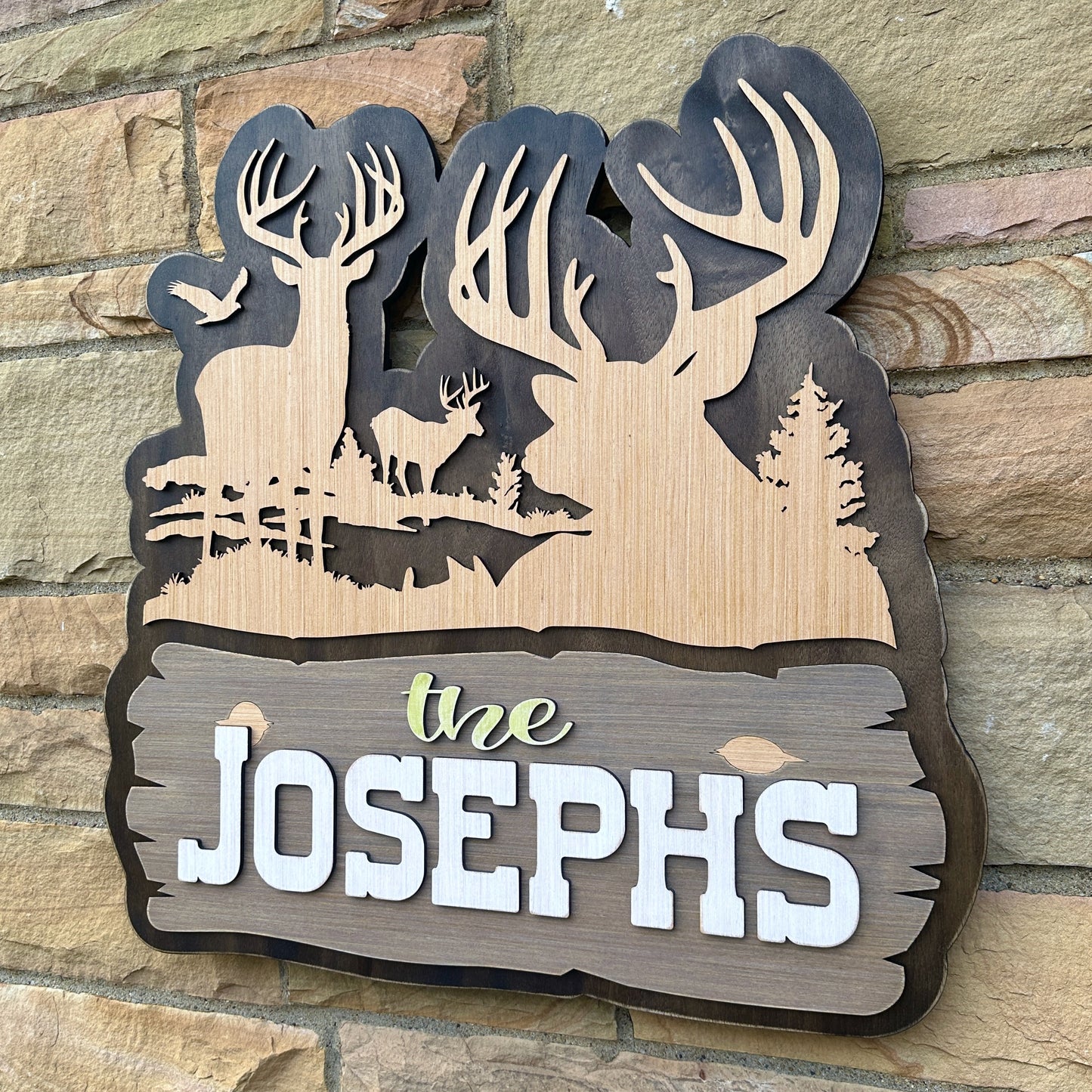Personalized Rustic Whitetail Buck Wood Sign