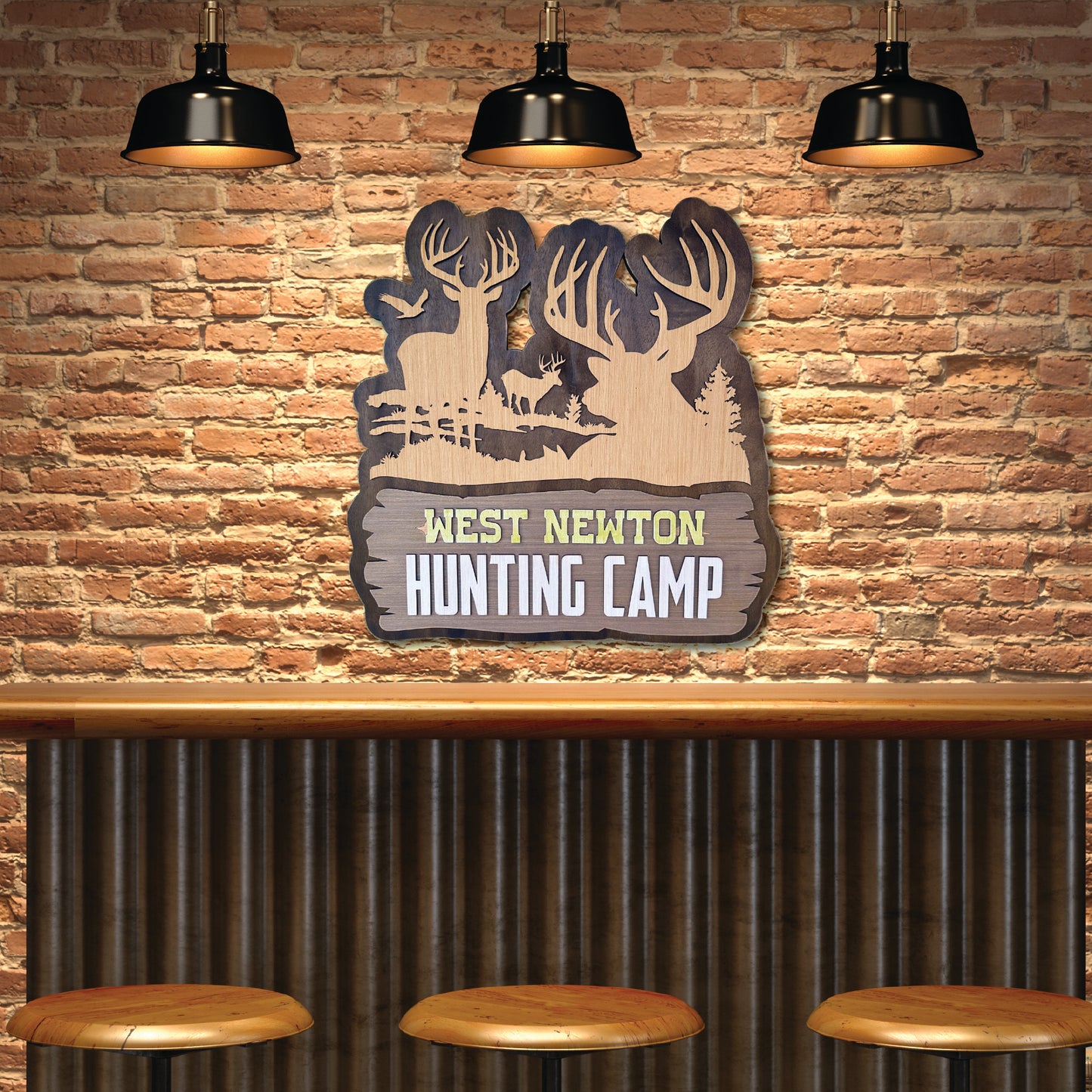 Personalized Rustic Whitetail Buck Wood Sign