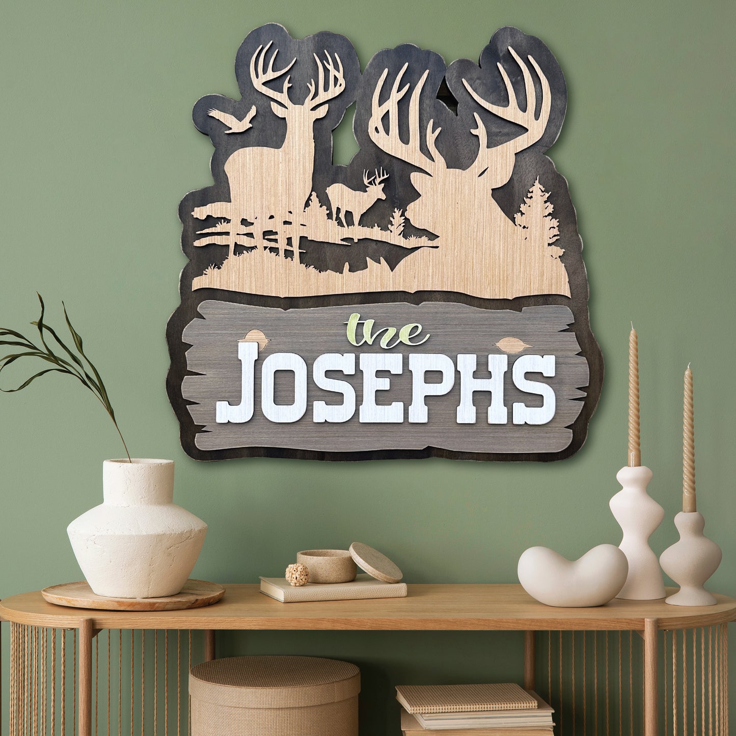 Personalized Rustic Whitetail Buck Wood Sign