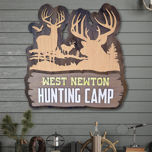 Personalized Rustic Whitetail Buck Wood Sign