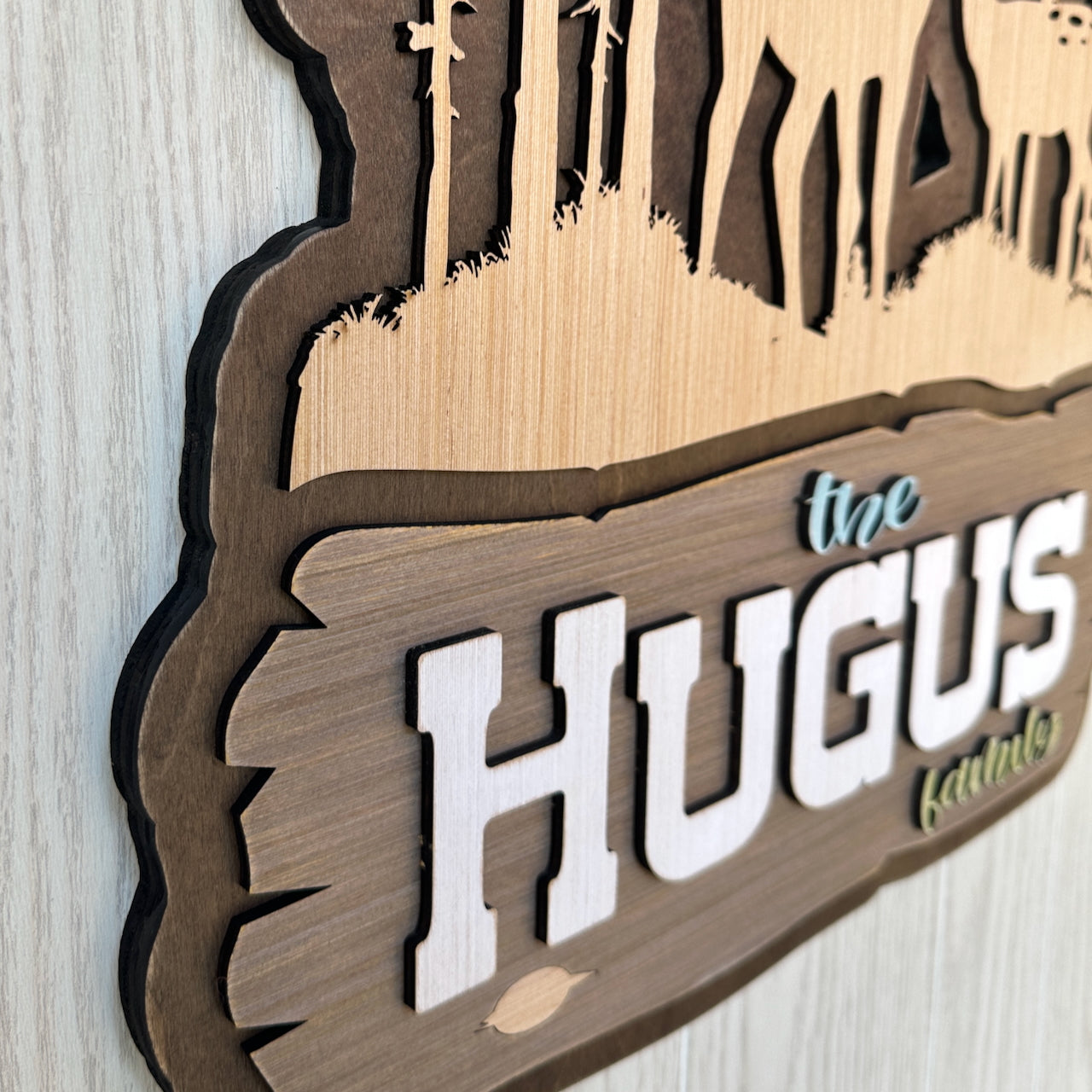 Personalized Rustic Whitetail Buck and Doe Wood Sign