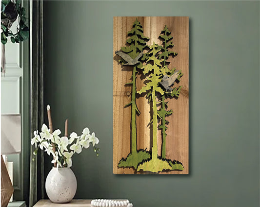 Triple Layered Wood Pine Wall art