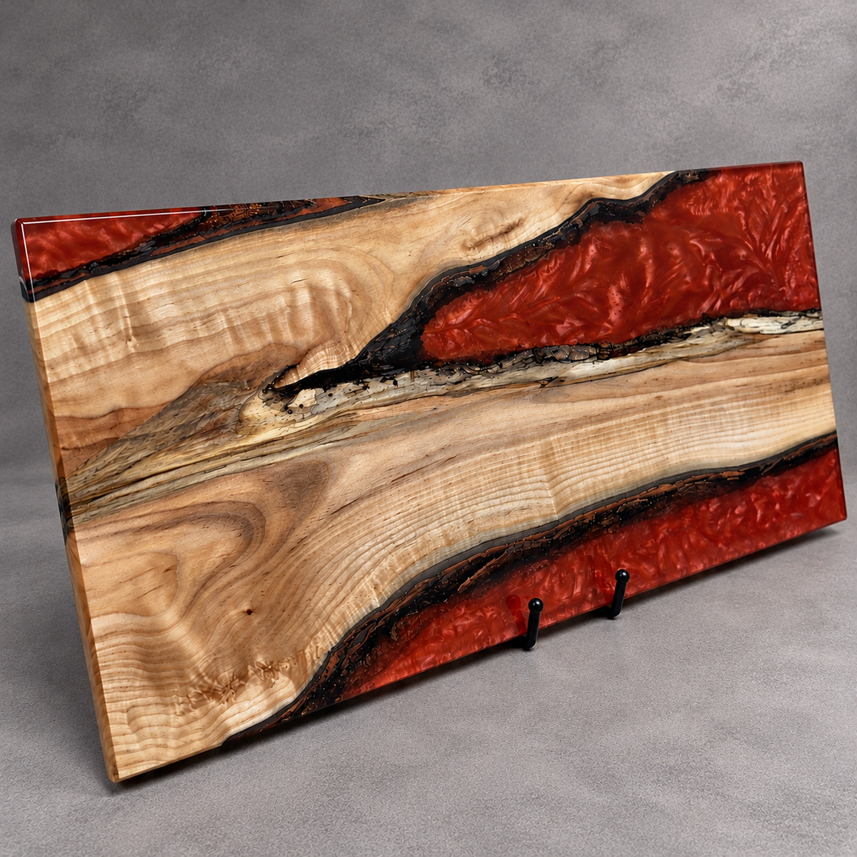 Wood Epoxy Art, Red Epoxy Art, Crimson Epoxy, Charcuterie Board, Food Safe Serving Board, Handmade Wood Art, Personalized Wood Art, Live Edge Wood, Epoxy Resin Art, Pennsylvania Made, Trees To Home