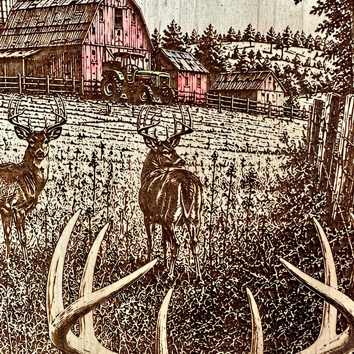 Whitetail Buck Deer & Rustic Farm