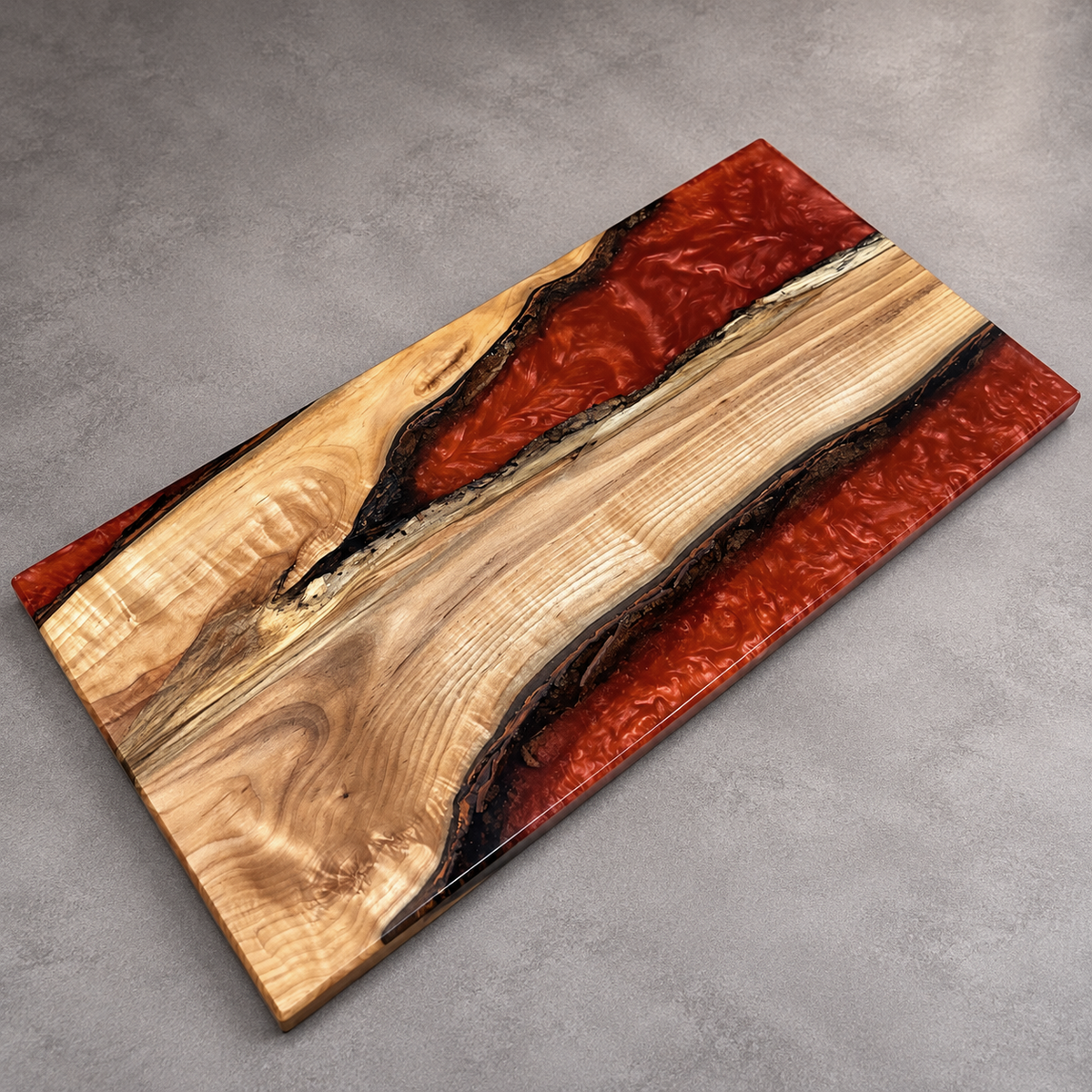 Crimson Canyon – Handcrafted Wood & Epoxy Art