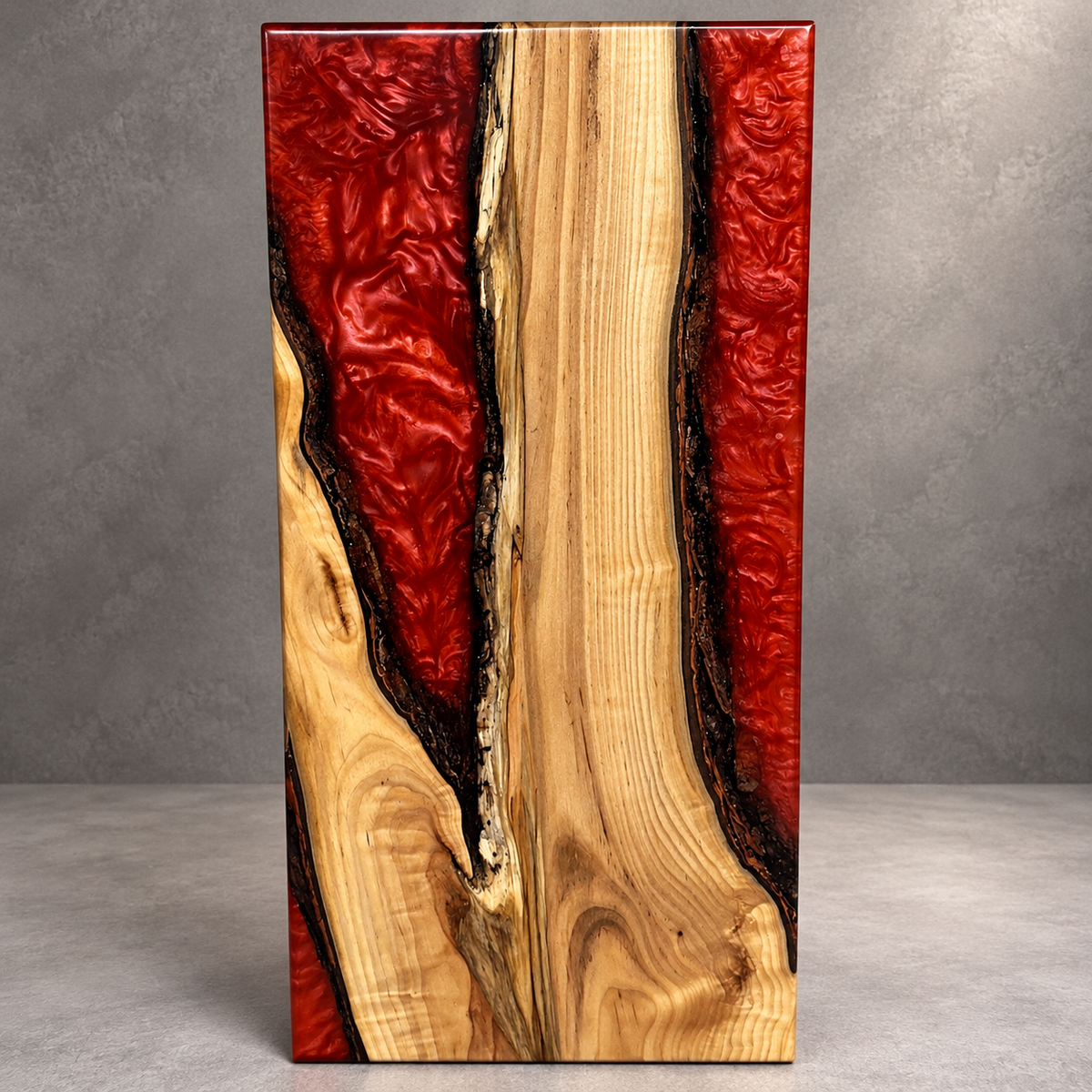 Crimson Canyon – Handcrafted Wood & Epoxy Art