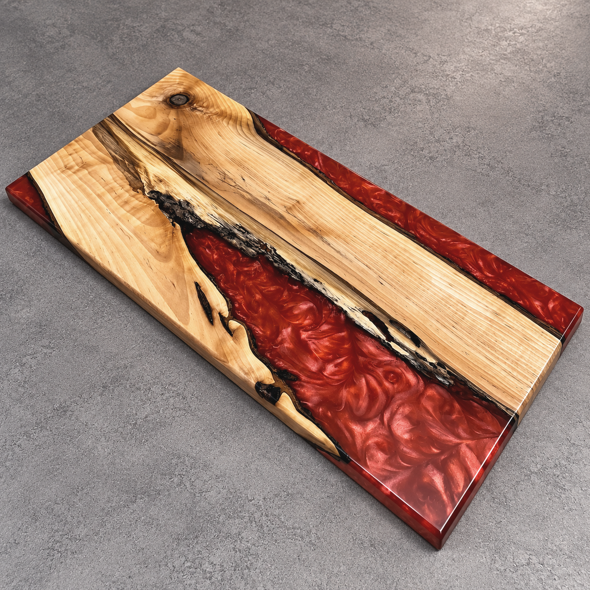 Crimson Canyon – Handcrafted Wood & Epoxy Art
