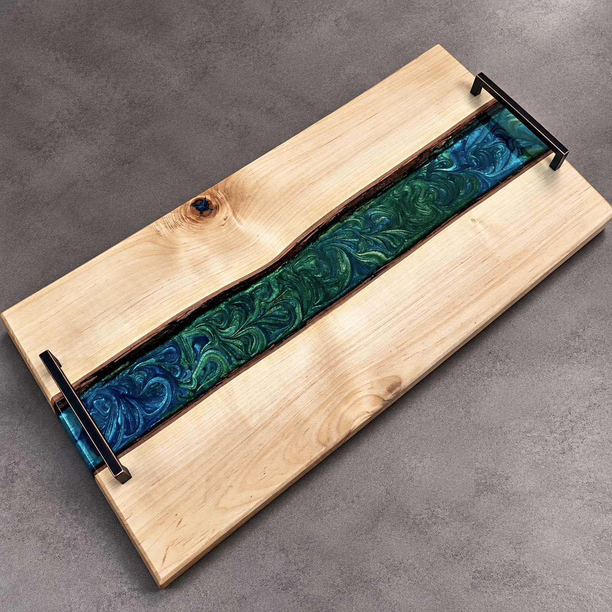 Emerald River – Handcrafted Wood & Epoxy Art