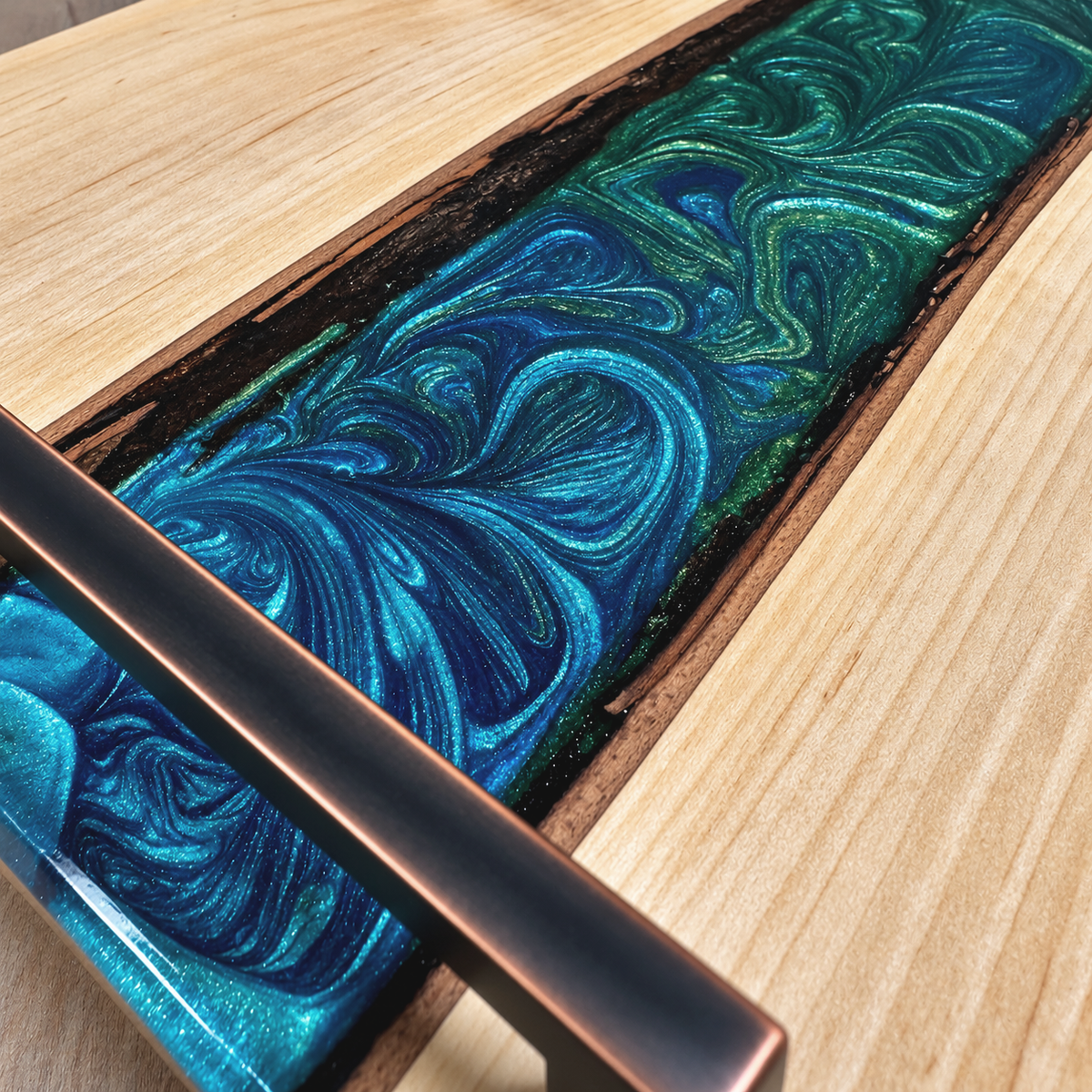 Emerald River – Handcrafted Wood & Epoxy Art