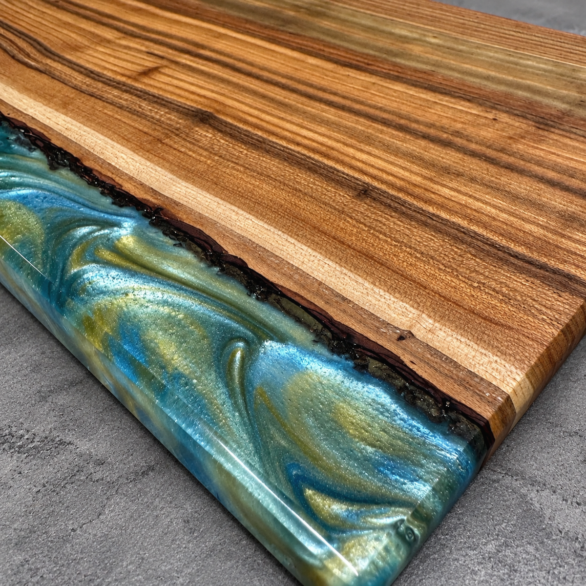 Coastal Current – Handcrafted Wood & Epoxy Art