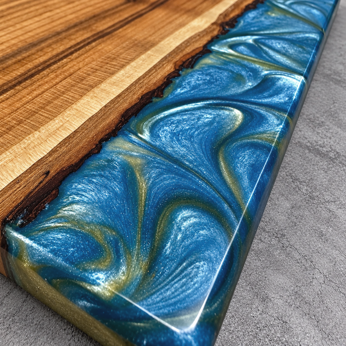 Coastal Current – Handcrafted Wood & Epoxy Art