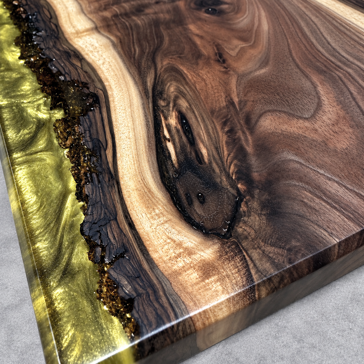 Golden Enchantment – Handcrafted Wood & Epoxy Art