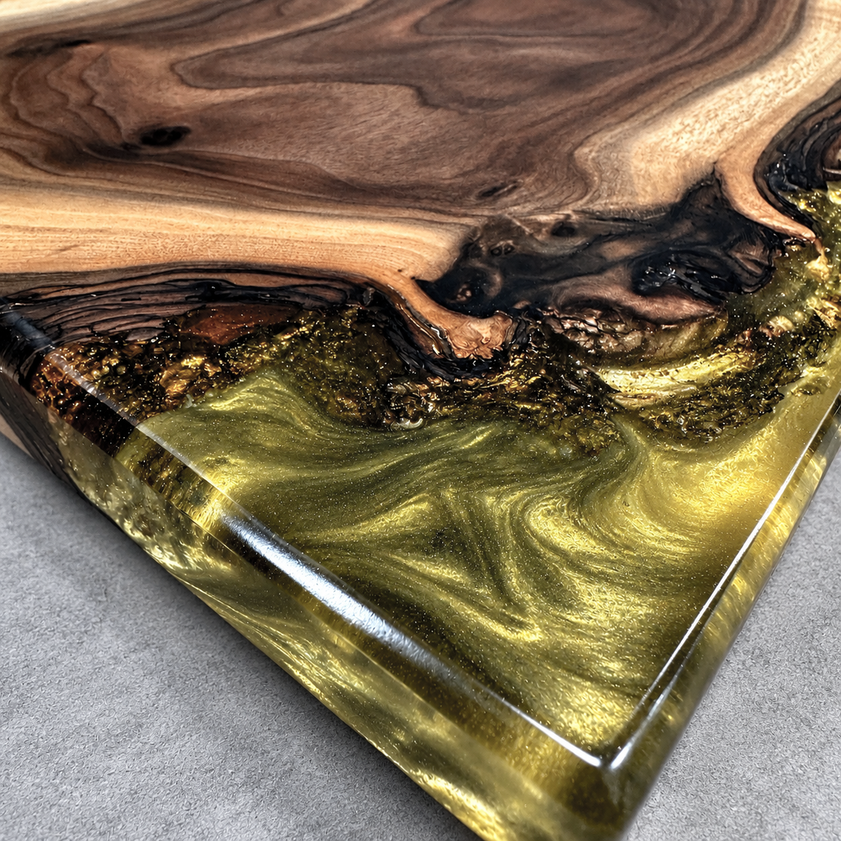Golden Enchantment – Handcrafted Wood & Epoxy Art