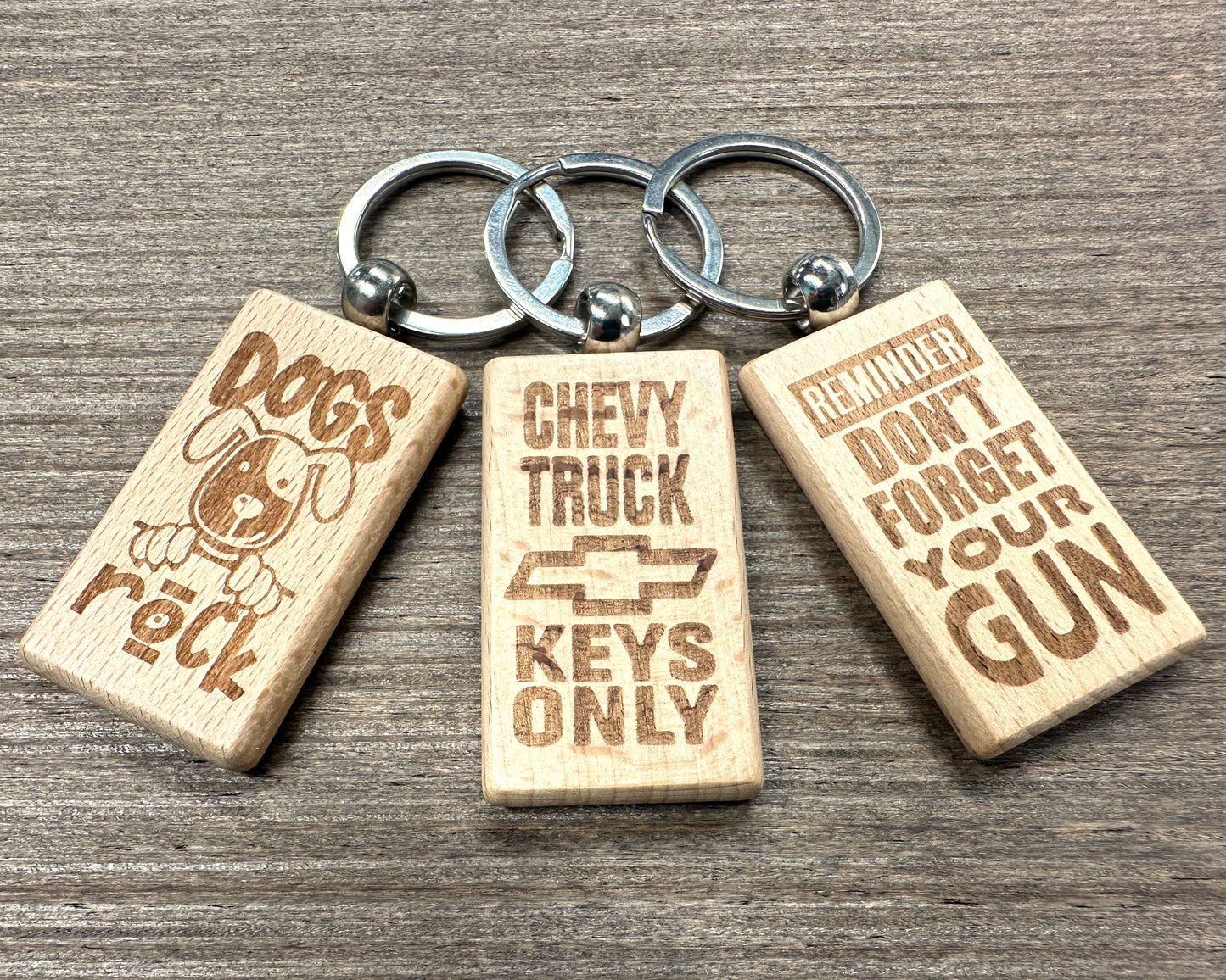 Personalized Rectangle Wood Keychain