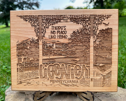 Engraved Ligonier Scene on Red Maple