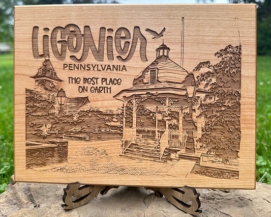 Engraved Ligonier Scene on Red Maple