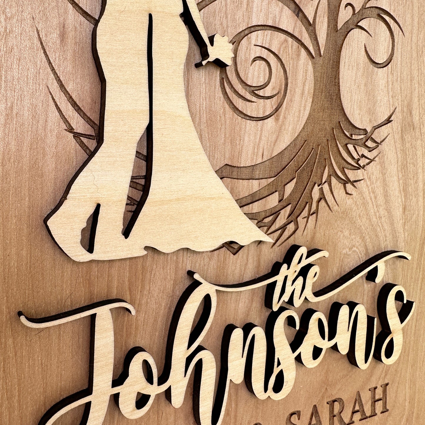 Personalized Whimsical Hard Engraved and Raised Cut Wedding Gift
