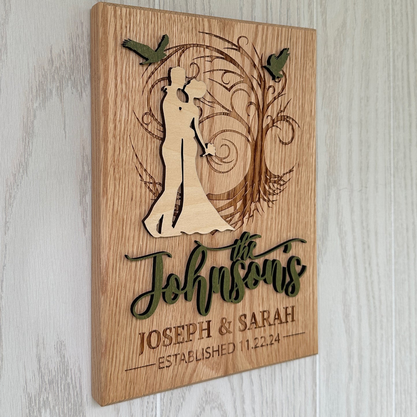 Personalized Whimsical Hard Engraved and Raised Cut Wedding Gift